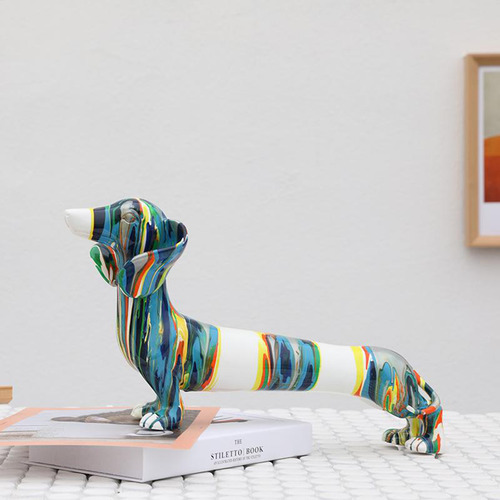 Resina Estatueta Estátua Coleções Colorido Animal Cão
