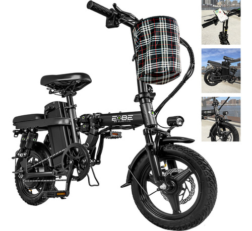 Bicicleta E-be Electrica Plegable E-flex Pro 750w 35km/h Color Negro