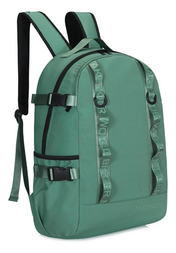 Mochila Hombre Mujer Porta Notebook Acolchada Comoda Color Verde Diseño De La Tela Liso