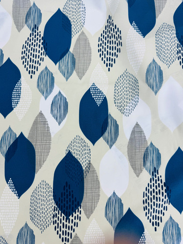 Tela Tropical Mecánico Estampado Antimanchas Ancho 1.50 Azul Estampado
