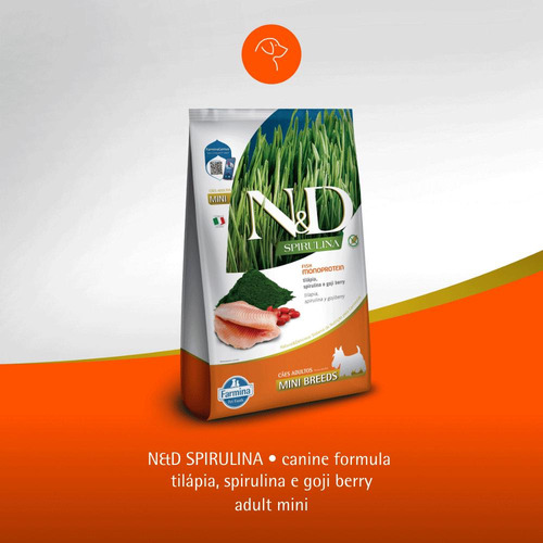 Ração N&d Spirulina Cães Adultos Mini Tilápia 7kg