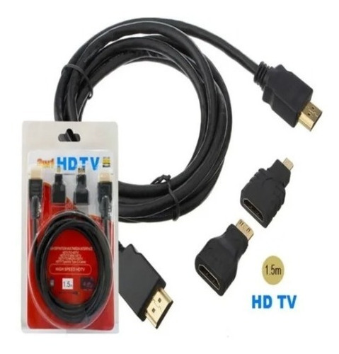 Cable Hdmi 3en1 Con Micro Hdmi Y Mini Hdmi 1.5m Full Hd