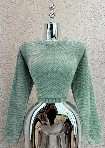 Sueter Cerrado Tejido Chenilla Extra Suave Cuello Redondo