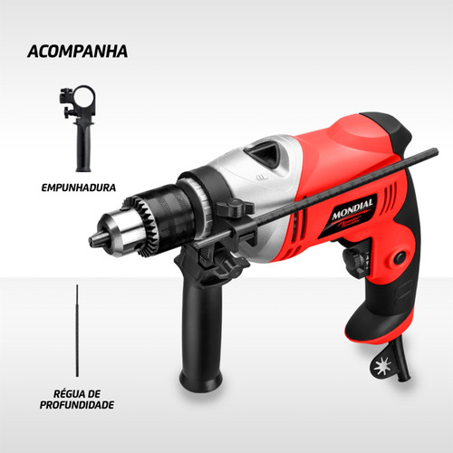 Furadeira martelete elétrica de 13mm Mondial FFI-05 700W + accesorios 127V