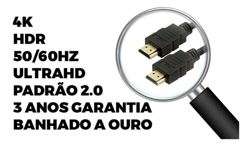 Imagem 5 de 8 de Cabo Hdmi 2.0 4k 3d Ultrahd 2metros Ps3 Ps4 Xbox Tv Notebook