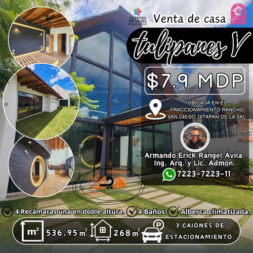 Venta Casa Tulipanes V De 4 Habitaciones Con Baño, Amueblada, Equipada Con Enorme Jardín Y Alberca Climatizada En Fracc Rancho San Diego Ixtapan De La Sal Edomex