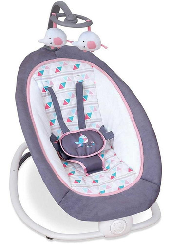 Cadeira Descanso Musical Vibratória 9kg Mastela Cinza Pink Cor Cinza e Rosa