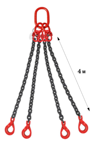 Eslinga De Cadena 4 Brazos De 6 Mm X 4 M 2,12 Ton Naranja