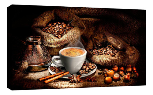 Cuadro Decorativo Canvas Moderno Cafe Avellanas Cocina Armazón Natural