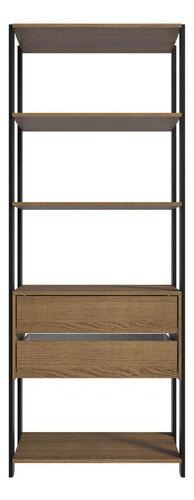 Guarda-roupa Closet 2 Gavetas 4 Prat 70cm Valencia Madesa Rp Cor Rustic/Preto