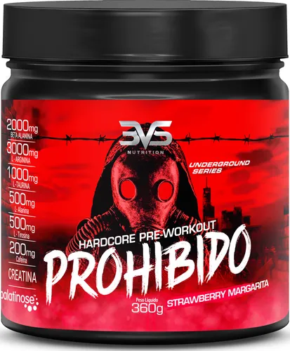 PROHIBIDO PRÉ TREINO 360g – Sabor: Morango (Strawberry Margarita) – A Combinação Perfeita de 8 Ingredientes que proporcionam energia do início ao fim do seu Treino