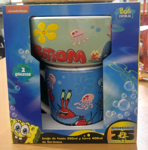 Taza Y Tazón De Bob Esponja Nickelodeon Para Café Y Cereal Multicolor Bob Esponja