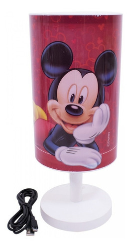 Luminária Abajur - Mickey Mouse Red Decoração De Quarto Sala Cor Da Estrutura Branco Cor Da Cúpula Vermelho