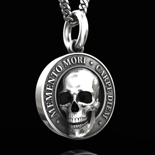 Colar Com Pingente De Caveira Memento Mori Com Pingente