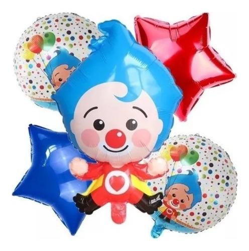 Bouquet De 5 Globos Tematica Payaso Plim Plim