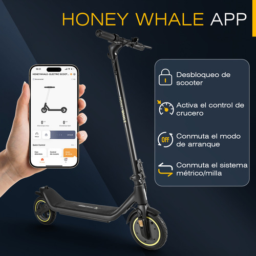 Honey Whale M1 Scooter Eléctrico Patin Plegable Motor 500w-max Velocidad Máxima 25km/h Autonomía 15km Honeywhale