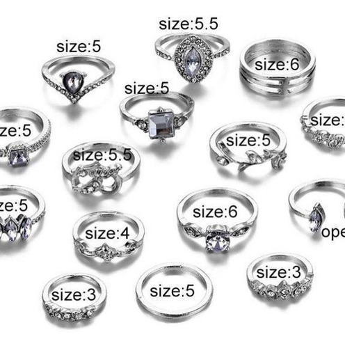 Imagen 3 de 5 de Set De 14 Anillos Bohemia Manicure Elefante Moda Vintage Top