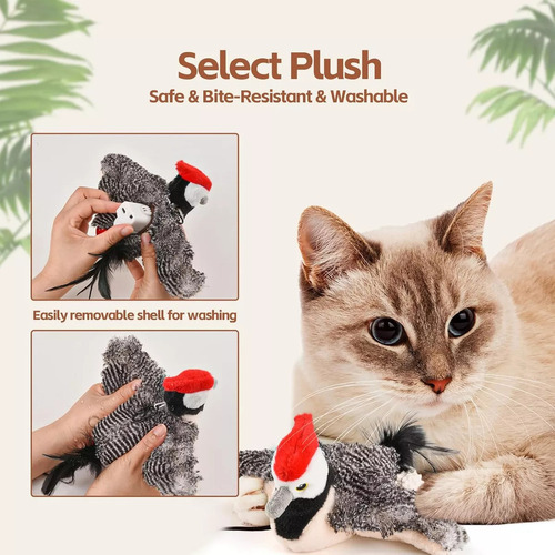 Pájaro De Juguete For Gatos, Con Forma De Pájaro Carpintero