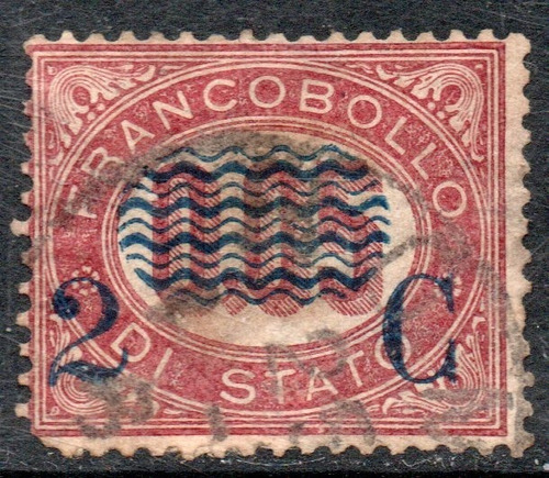 Italia Sello Usado 0,05 C. Servicio Oficial X 2 C. Año 1878 