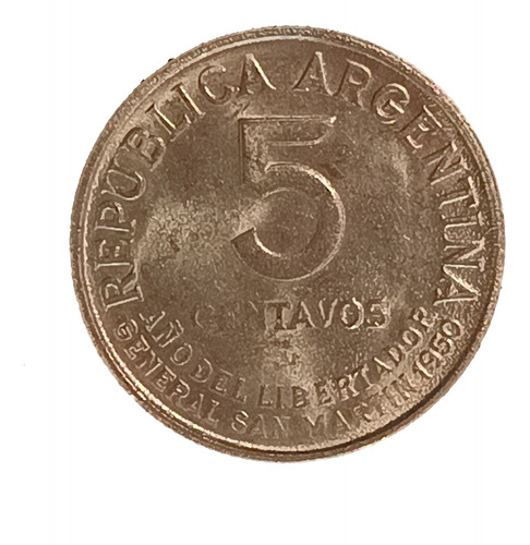 Argentina 5 Centavos 1950 Sin Circular Cj 244.2 San Martín