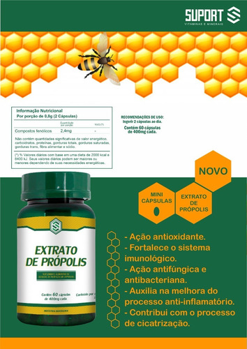 Imagem 4 de 4 de Kit Propolis Extrato Suport 60 Caps 2 Unidades (120 Caps)