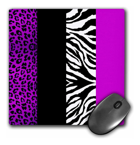 3drose Llc 8 X 8 X 0.25 Inches Mouse Pad, Purple/black/white