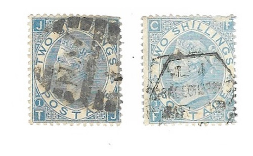 Lt1593a. Sello De 2 Chelines De 1867, Los 2 Tonos De Azul.