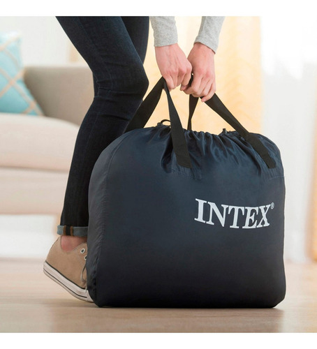Colchão Inflável Casal Dura Beam Intex C/ Cabeceira 272kg Cor Cinza 110v