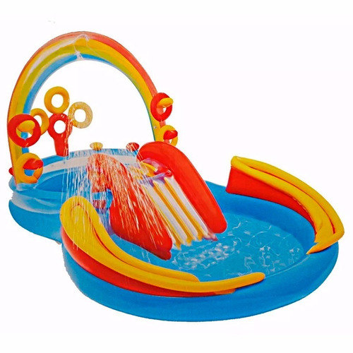 Pileta Inflable Intex Playcenter Rainbow + Inflador Cc