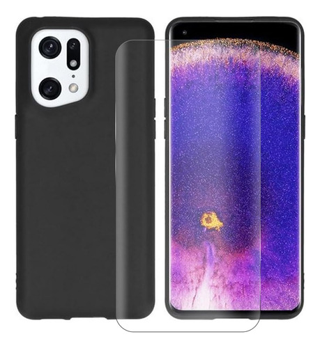 Funda Silicona Líquida Tpu Carcasa Para Oppo Find X5+mica Negro Oppo Find X5