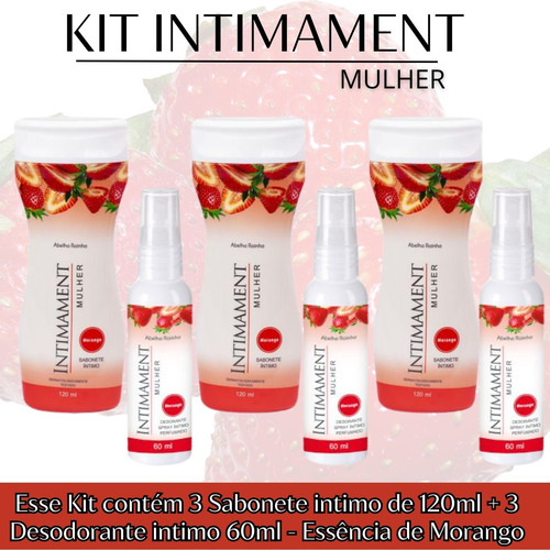 Kit 3 Sabonetes E Desodorantes Íntimos Morango Abelha Rainha