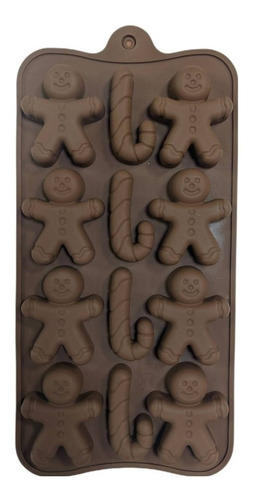 Imagen 1 de 3 de Molde Silicona Muñeco Jengibre Navidad Chocolate Bombones