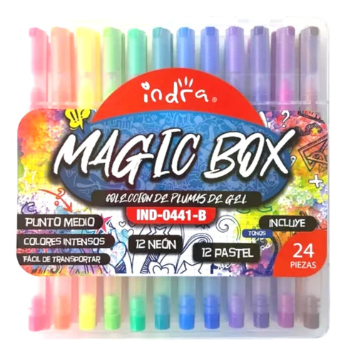 Plumas De Gel Neon -pastel, 24pz, Magic Box Ind-0441-indra