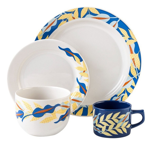 Vajilla Porcelana Santa Anita Collection Magic Natura 16 Pzs Color Blanco Magic Natura Mesanova
