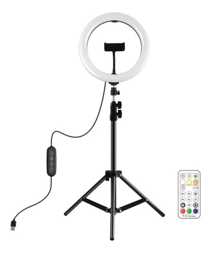 Imagen 5 de 8 de Aro Luz Led 33 Cm+ Tripode 2 Metros + Control Rgb Multicolor