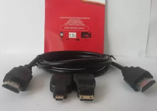 Cable Hdmi 3 En 1 Con Adaptador Mini Y Micro Hdmi 1.5 Metros