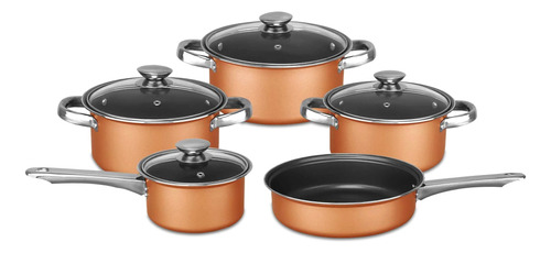 Batería De Cocina Antiadherente Brentwood Copper 9 Piezas