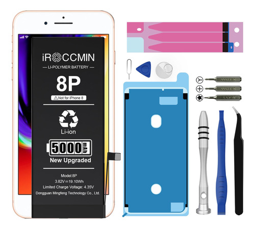 Iroccmin Bateria De Repuesto Para iPhone 8 Plus, Bateria De