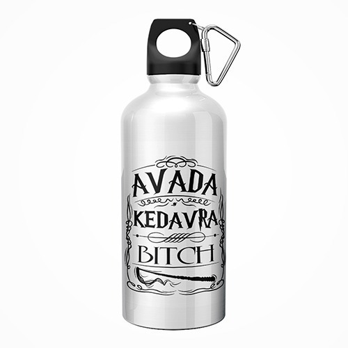 Garrafa Squeeze Agua Avada Kedavra B*tch 600ml Cor Branca