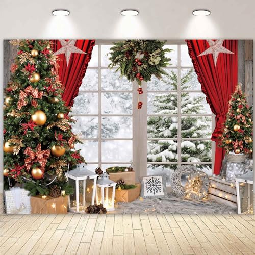 Livucee 7x5ft Fabric Christmas Window Backdrop For Y7hnj