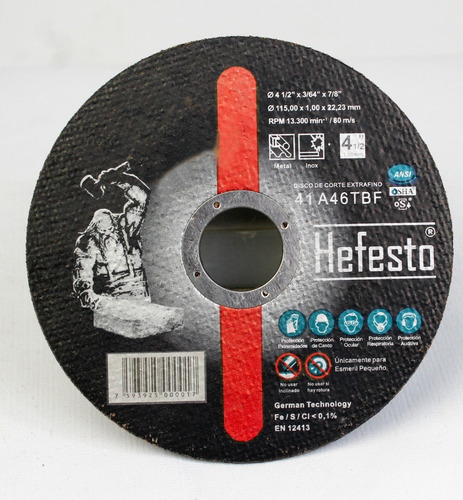 Disco De Corte Metal/inox 4 1/2 Cd Hefesto