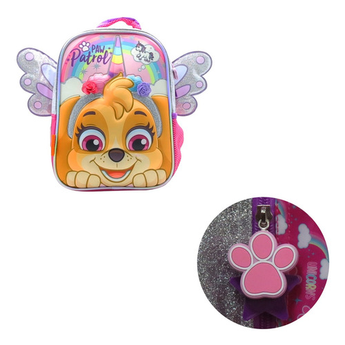 Imagen 2 de 8 de Mochila Jardín Paw Patrol Skye Rosa C/alas Y Relieve | Orig
