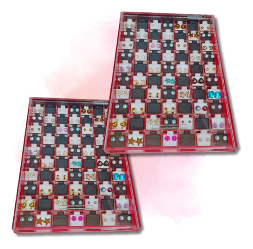 2 Caja Acrílico Organizadora De Aretes 70 Pz + Almohadillas