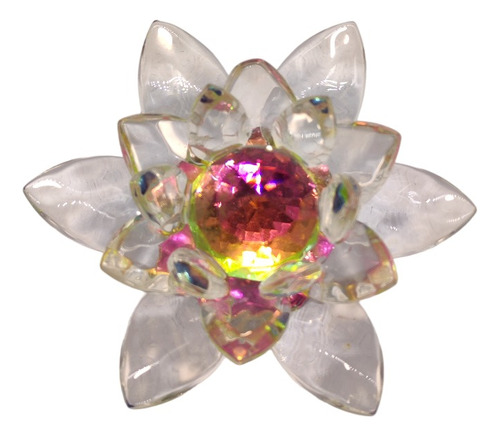 Flor De Loto Vidrio 6cm / Cristal Tornasolado - Decoración