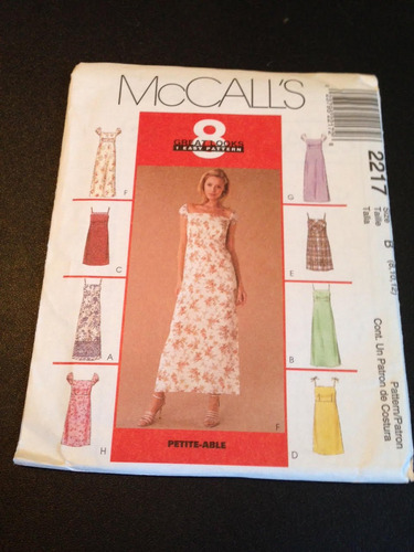 Mccall 's 2217  Patron Costura Para Vestido Talla Longitud