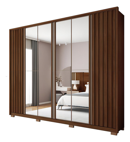 Guarda-roupa Casal Apollo 6 Portas 6 Gavetas Com Espelho