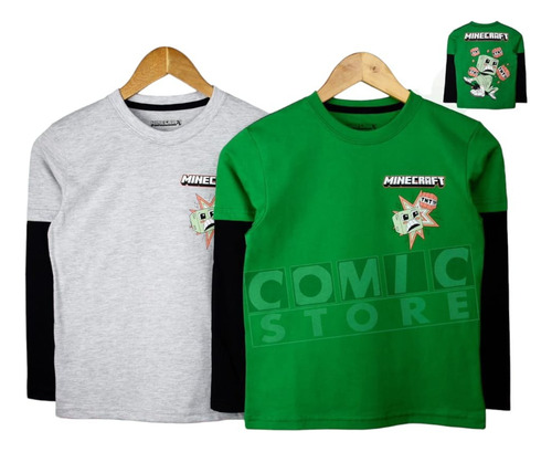 Polo Minecraft Steve Niño Original Algodon