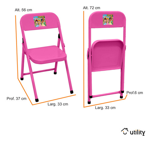 Conjunto De Mesa Infantil Com 2 Cadeiras Dobrável Aço Jogo