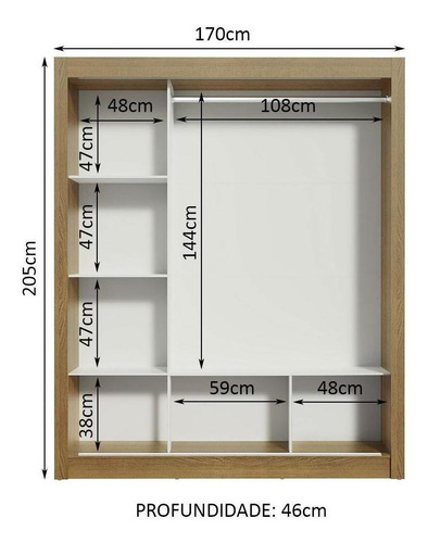 Ropero Closet Madesa Monaco 3 Puertas Corredizas MB Color Marrón/Blanco