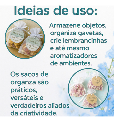 Kit De 100 Bolsas De Organza De 9 X 12 Pulgadas, Color Blanc